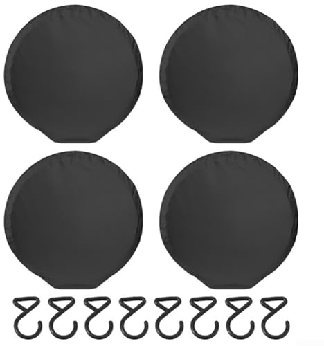 Lot de 4 housses de pneu de protection pour voitures avec crochets à vent améliorés, sacs de rangement fiables fabriqués en polyester 190T (noir L)