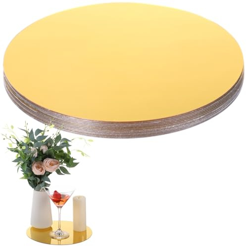 Vestamore 12 specchi rotondi in acrilico, vassoio circolare placcato oro da 24,9 cm, specchio da tavolo per matrimoni, docce e feste
