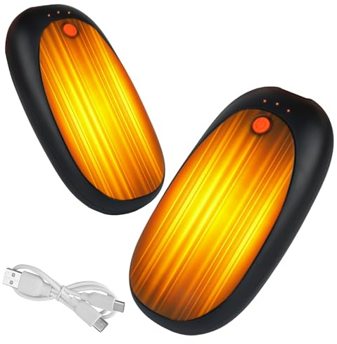 Calentador de manos recargable 2 paquetes, calentador eléctrico magnético portátil 6000 mAh, tamaño de bolsillo, ultra ligero y fino, calentamiento rápido de 3 niveles, caliente reutilizable para