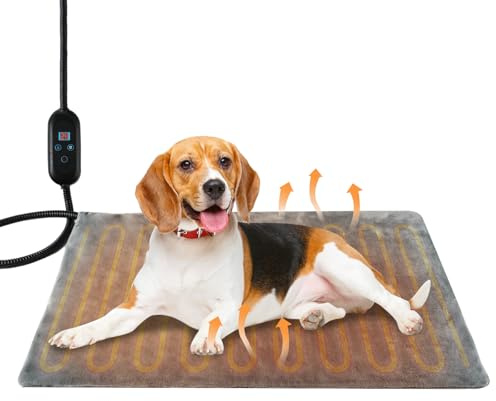Ambesty Haustier Heizkissen,70 * 40cm Grosse Hunde Heizmatte,Wärmematte Hund Temperatur Einstellbar Elektrisches Heizkissen mit Anti-Bite-Schlauchwickel Kabel