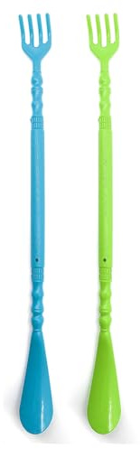 Acan Tradineur - Pack de 2 rascadores con calzador de zapatos, plástico resistente, doble función, embarazadas, personas mayores, fácil de usar (Color aleatorio - 46 cm)