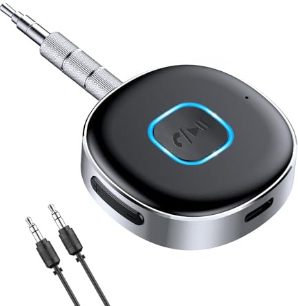 Thalire 5.3 Récepteur Bluetooth Voiture – Récepteur AUX sans Fil avec Réduction de Bruit CVC 8.0, 16 Heures d'Autonomie, Connexion Double Appareil, Compatible avec Smartphones et Ordinateurs Portable