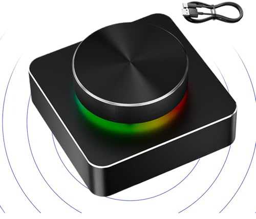 Genérico Controlador De Volumen Externo para Computadora | Control De Volumen Inalámbrico para PC Y | Botón De Altavoz con Luces RGB Y 7 Modos para Entretenimiento En Casa Y Home Teatro