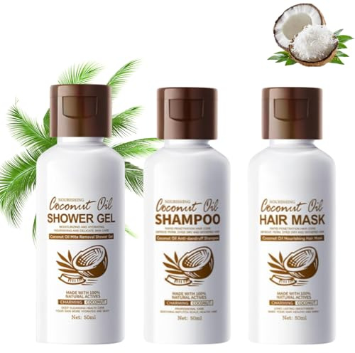 Travel Shampoo & Conditioner Set - Hair Care for Moisturizing & Nourishing | Travel Shampoo and Conditioner with Coconut Oil Shower Gel,TSA Approved Leak Proof Mini Hair Care ,Toiletries for Women & Men