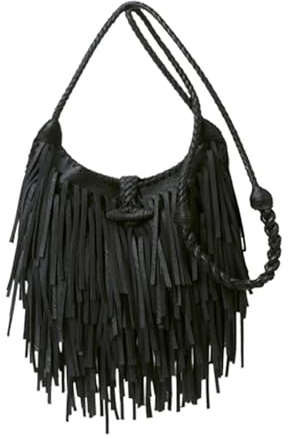 GMGQJST Borsa Con Frange Donna Borsa A Tracolla Da Donna Con Nappa Tracolla Da Donna In Morbida Pelle(Black)