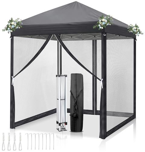 LEADZM Tonnelle pliable, 2 x 2 m, imperméable, protection UV 50+, hauteur réglable avec 4 moustiquaires, stable, idéale pour le jardin, la terrasse, le camping et une utilisation commerciale