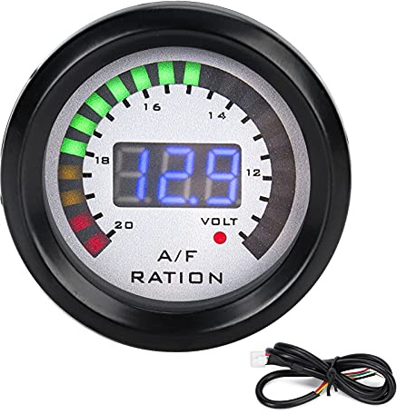 Jauge de rapport air-carburant de voiture LED bleu numérique 52mm moniteur de compteur AFR en plastique de haute qualité 12V pour véhicules à essence 4 6 8 cylindres accessoire de