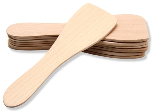 Spatule Raclette en Bois Lot de 8, 13.8cm Hêtre Naturel pour Poêlon | Compatible avec poêlon Tefal, Spatule en bois pour plancha, raclette, Ustensile racloir, Anti-rayures