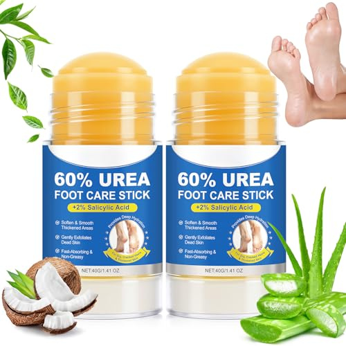 Crema Urea 60%, Crema para Pies Secos y Agrietados, Barra Reparadora Talones Agrietados, Manos y Codos, Suaviza Callos y Grietas, 40g (2PC)