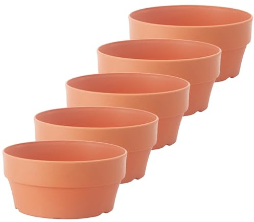 SUPVOX Terracotta Style Plant Pots: 5pcs Shallow Succulent Pots | Plastic plant potsR with drainage holes, terracotta style design for succulents, bonsai and indoor or outdoor