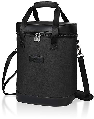 Kato Tirrinia 6 Bottle Wine Carrier, Insulated Leakproof Padded Wine Cooler Bag Portable Carrying Tote Bag for Picnic, Camping and Travel, Perfect Wine Lover Gift