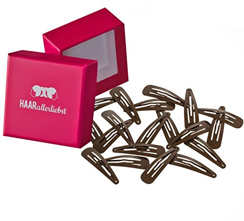 Haarallerliebst Haarspangen normale Länge für Kinder & Damen – 20 Stück in braun (5 cm) inkl. Aufbewahrungsbox – Ideal für normales braunes Haar