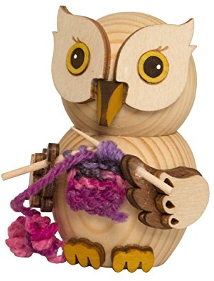 Kuhnert - Dekoration/Holzfigur - Mini Eule mit Strickzeug - ca. 7cm - Made in Germany
