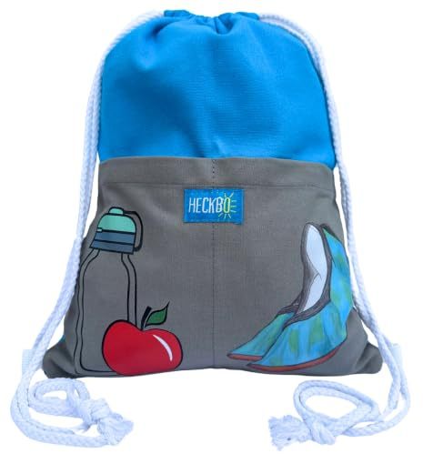 HECKBO Boys Children Gym Bag - Design (Both Sides) - Washing Machine Safe - 12.6 x 15.8 - Kindergarten, Nursery, Travel, Sports, School - Backpack, Gym Bag
