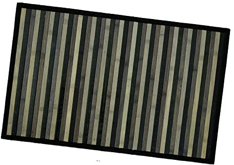 Bambus-Teppich aus Holz, für Küche, Badezimmer, Schlafzimmer, Degradé, verschiedene Größen, Frühstücksbrettchen mit rutschfester Rückseite, Modell: Bambus, 50 x 95 cm, Schwarz