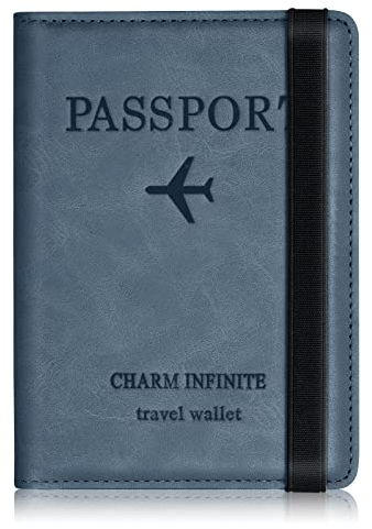 Impfpass Hülle Reisepasshülle, Urlaub Zubehör, Kunstleder Passhülle mit RFID-Blocker, Schutzhülle Tasche für Kreditkarten Damen Herren Reisepass, Ausweis und Reisedokumente,Travel Organizer（Blau）