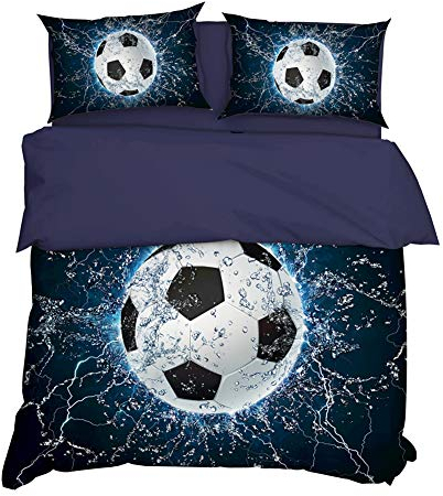 AYMAING Kids - Kinder Bettwäsche 135x200 cm Fussball-Motiv Bettbezug und Kissenbezüge Set für Fußball Fans.