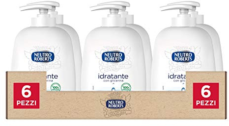 Neutro Roberts, Savon Liquide Hydratant à la Glycérine Savon Liquide pour les Mains aux Ingrédients Naturels - Flacon en Plastique Bio Recyclable - Lot de 6x200ml