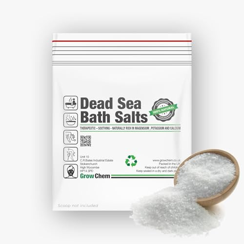 Grow Chem Dead Sea Salt (1KG Bag) Pure, Rich Mineral Bath Salts for Skin | Genuine, Unrefined Dead Sea Bath Salts packed with Pure Minerals Including Magnesium For Skin Soothing, Sleep and Relaxation