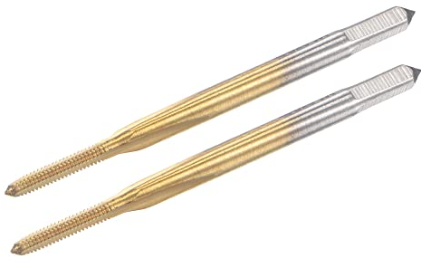 sourcing map 2 Stück Gewindefräser Metrisch M1,6 x 0,35 Titanbeschichtetes Kobalt HSS (Schnellarbeitsstahl) 3 gerade Schneiden Maschine Mikrogewindebohrer für Uhren und Armbanduhren