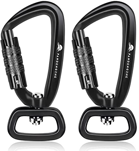PANDENGZHE 2 Pack Locking Carabiner Clip 2.5 with Swivel Ring for Securing Pets, Dog Leash Harness, Camping, Hiking, Keychains