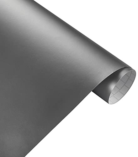 ihreesy Vinyl Auto Wrap Rolle,Wasserfester Autofolie Selbstklebend Autoaufkleber 200cm x 50cm Vinylfolie Blasenfreier Lackschutzfolie Aufkleber für Auto Computer Motorrad Möbel Smartphone,Grau