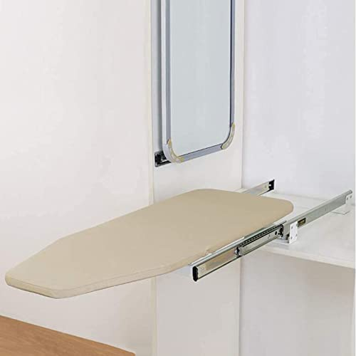 Tablas de planchar Tabla de planchar para montaje en pared, plegable, extensible, giratoria, tabla de planchar de pared, armario – Tabla de madera con funda extraíble Giratoria ( Color : Beige )