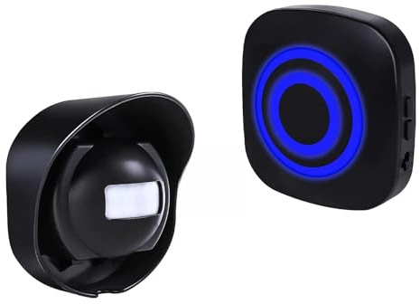 HommyFine Rilevatore di allarme con sensore di movimento wireless Allarme campanello wireless Kit di Allarme con 36 Melodie, Indicatori LED per Casa, Ufficio, appartments, fabbriche e alberghi