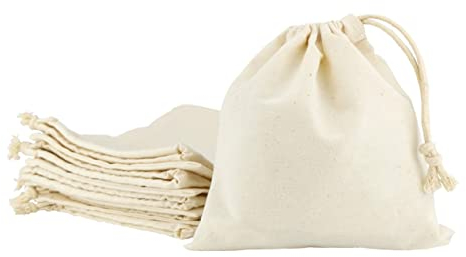 LEVIATAN - 10 Sacchetti in Cotone | 16 x 16,5 cm | Borsa Tessuto con Coulisse | Borsa Pranzo, Cosmetici, Gioielli | Certificato