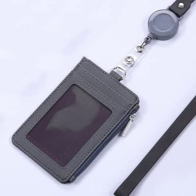 Retractable Badge Lanyard Work Name Visitenkartenhülle PU-Leder Bus ID Card Pocket Wallet Damen Herren Bank Kreditkartenhalter (Color : 4)