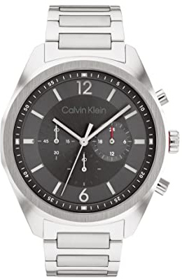 Calvin Klein Reloj Cronógrafo de Cuarzo para Hombre Colección CK Force con Correa de Acero Inoxidable Plateada - 25200264