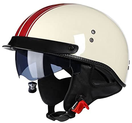 Smilfree Motorrad Halbhelm Retro Motorradhelm Halbschalenhelm mit ECE Rollerhelm Cruiser Chopper Erwachsene Herren Damen Motorrad Jethelm mit Visier
