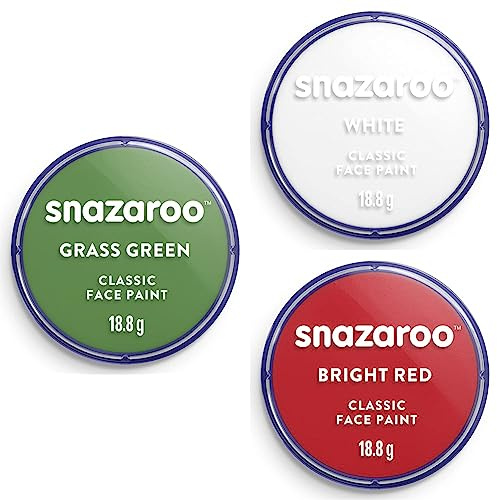 Snazaroo Gesichtschminke Set Italien – 3 Farben a 18ml, Grün, Weiß, Rot hautfreundliche Gesichtschminke auf Wasserbasis, wasservermalbar, parabenfrei - Länderflagge Fanartikel - Italien