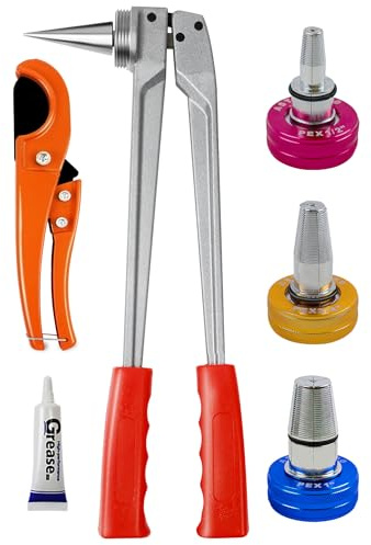 UTZIKO Manual PEX Pipe Expander Tools Kits with 1/2,3/4,1 Expansion Heads suit for ASTM F1960 Standard PEX Coupling Fitting Radiant Heat (Expander（1/2“~1”）)