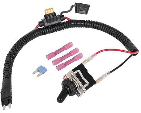 Universal Fuse Bypass Switch kit for ATM Mini-Fuse Towed Vehicles, with Heavy Duty Rocker Toggle Switch and Waterproof Boot Cap Cover, 14 Inches/ 35.56 cm