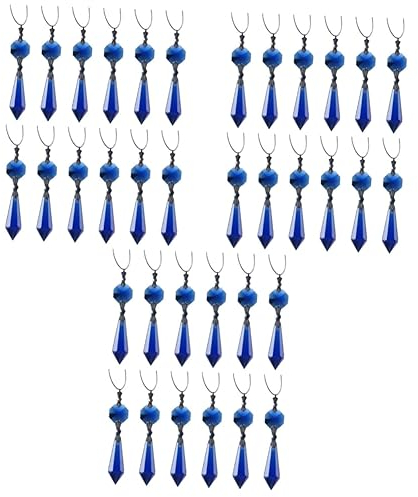 Happyyami 36stücke Teiliges Blaue Kristallperlen Vorhang Dekoration Hochwertige Wasserfall Bead Fadenvorhang Für Moderne Hochzeiten Partys Flure Und Ästhetische Innenräume