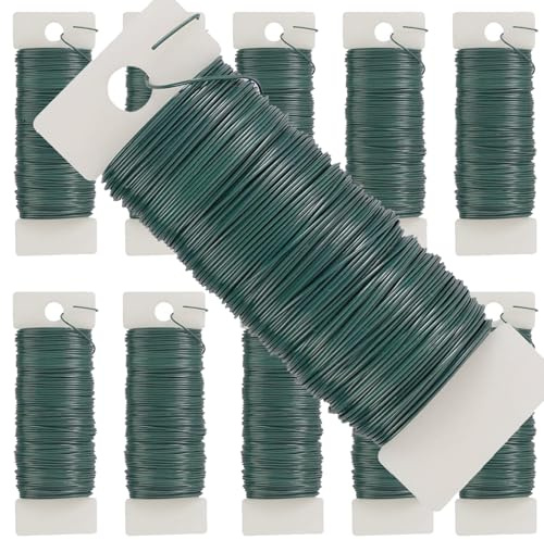ZOENHOU 10 PCS 380 Yards Florist Wire, 22 Gauge Floristry Wire Flower Wire FLower Arranging Supplies, Green Floral Wire for Wreath Making Christma