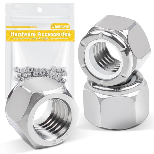 Caianwin 50Pcs #4-40 Nylon Insert Hex Lock Nuts A2 304 Stainless Steel Self Locking Nuts for Industrial Construction Fasteners