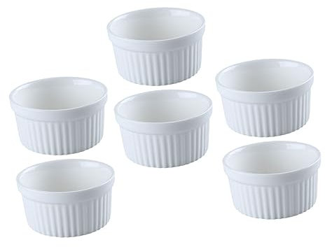 TOPBATHY 6St Souffle-Backschale geschenk zum einzug geschenke für den einzug Porzellanförmchen backen Dessert-Backbecher ofen backschalen Keramikschalen Brot Backschüssel Puddingbecher Weiß