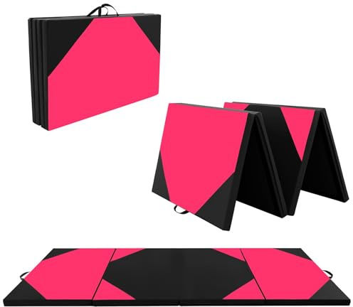 GYMAX Gymnastikmatte faltbar, tragbare Trainingsmatte mit Griffen & Klettverschlüssen, Weichbodenmatte, Turnmatte für Yoga, Gymnastik & Kampfsport, 300 x 117 x 5 cm
