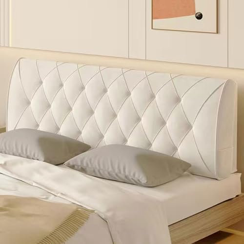 Bett Kopfteil husse Kissen, Einzel Doppel Bettkopfteil Hussen kurzer Plüsch Gepolsterter BettKopfteilbezug Holz/Leder/Eisen Bettrückenlehne Stützkissen, staubdichter Schutz, Waschbar(120x58x10cm,Cream