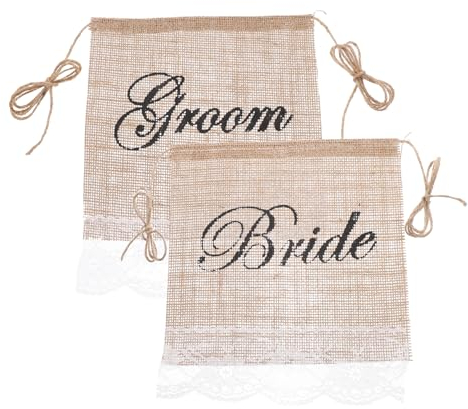 Cabilock 6 Stk Dekoration für Hochzeitsfeiern Hochzeitsdeko hochzeitskerze vintage hochzeitsdeco hochzeitsschild weihnachtsdeko Stuhlschild für Braut und Bräutigam Hessische Ammer