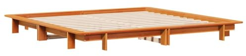 vidaXL Massivholzbett, Bettgestell Bettrahmen mit Lattenrost, Holzbett Bett für Schlafzimmer, Palettenbett Doppelbett, Wachsbraun 180x200cm Kiefer