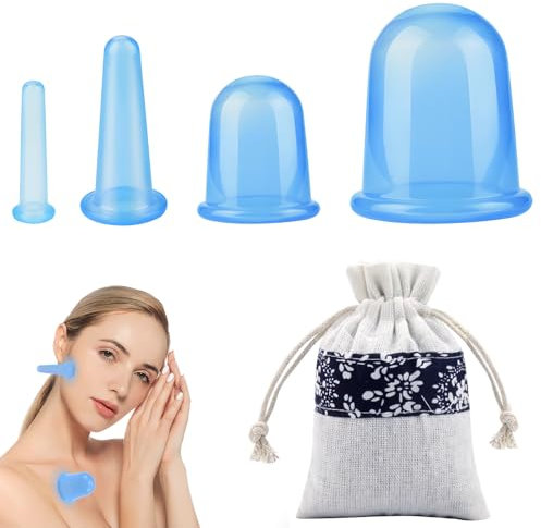 4 pezzi Coppettazione Viso Silicone, yisight Coppetta per Massaggio Anticellulite, Rassodante Pancia Gambe Glutei Fianchi, per Corpo Collo Gambe Braccio Schiena Facial Trattamenti di Bellezza