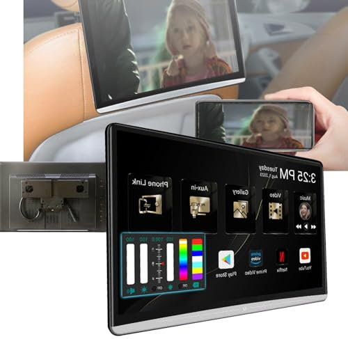 WhAeoy Monitor Poggiatesta per TV per Auto - Touch Screen (11,6/12,5/13,3/14 Pollici), Lettore Video Portatile - 3+32g, Android 11,Supporto Mirroring Wireless del Telefono,Video 8k, HDMI,1pcs,14in