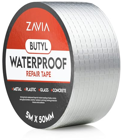 ZAVIA Butyl Tape Waterproof 5M X50mm | Leak Repair Tape Roof Sealant - Gutter Sealant Tape | Self Adhesive Butyl Sealant Tape for Seals & Repairs | Aluminium Flash Tape