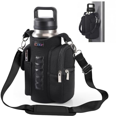 icolor Magnetic Gym Bag Magnetische Wasserflasche Tasche Gym Magnetischer Tasche mit Handyfächern Magnetische Flaschenhalter Träger Sport Fitnessstudio Magnetischer Turnbeutel (Neopren, Schwarz)
