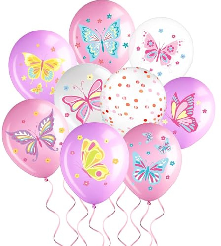 DazzJoy 18 Stück Schmetterling Luftballon Rosa, Schmetterling Ballon, Schmetterlinge Luftballons Geburtstag Deko, Schmetterlinge Helium Ballons für Prinzessin Geburtstag Deko Mädchen
