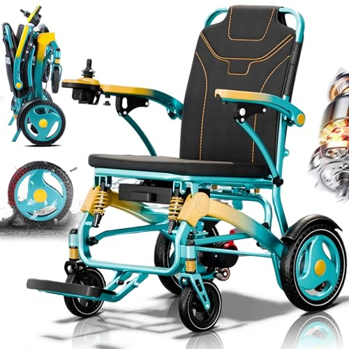 ZQHQKJ Ultraleichter Elektrischer Rollstuhl Faltbar für Senioren, 25-40 km Reichweite, 150 kg Tragkraft, Klappbar für Reisen und Outdoor, Lithium-Batterie, All-Terrain, 360W Motor,20a