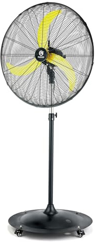 FUGOO 30'' Oscillating Pedestal Fan With Brushless DC Motor, Large Air Flow range From 3200CFM to 8800CFM, 4-Speed Heavy Duty Industrial Floor Fans for Factory, Commercial, Garage, Warehouse,Shop